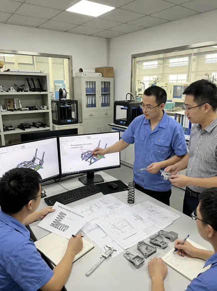 MVMHardware engineering team working on in-house tooling and mechanism design