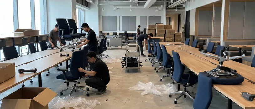 Hospitality and co-working contract furniture installation