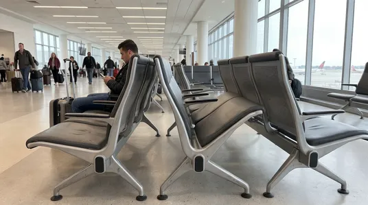 Airport and transit seating with automatic chair mechanism