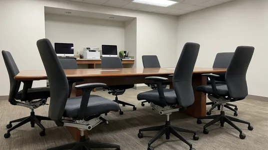 Hotel business center and conference room seating with automatic mechanism