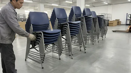 Institutional stacking chairs with butterfly mechanism for schools and auditoriums