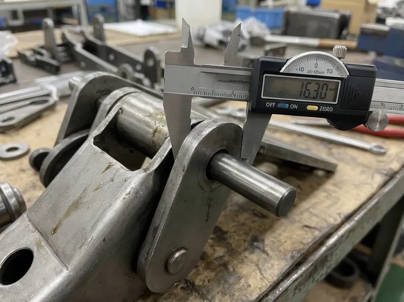 Chair mechanism hinge pivot bore detail showing tolerance zone