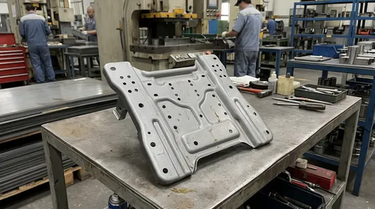 Chair mechanism plate — stamped steel mounting base