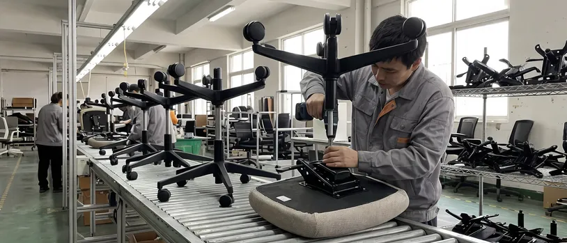 Contract office furniture manufacturing with hydraulic chair mechanisms