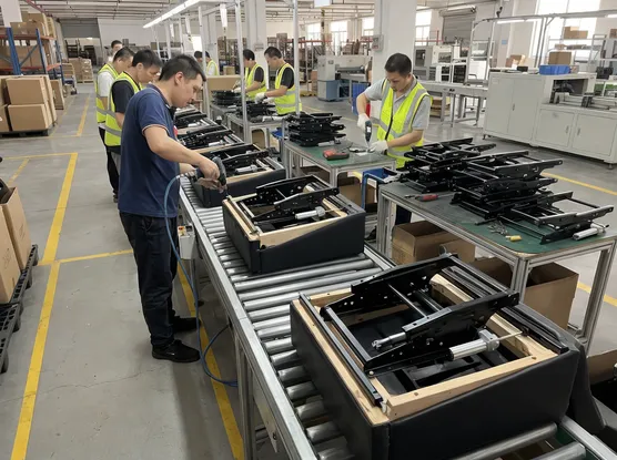 Powered lift chair OEM manufacturing assembly line with lift mechanisms