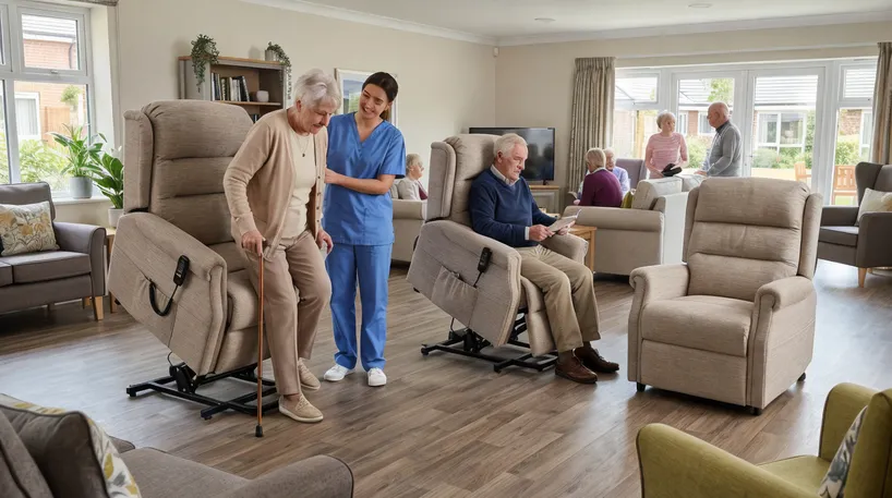 Senior living and assisted care facility lift chair seating