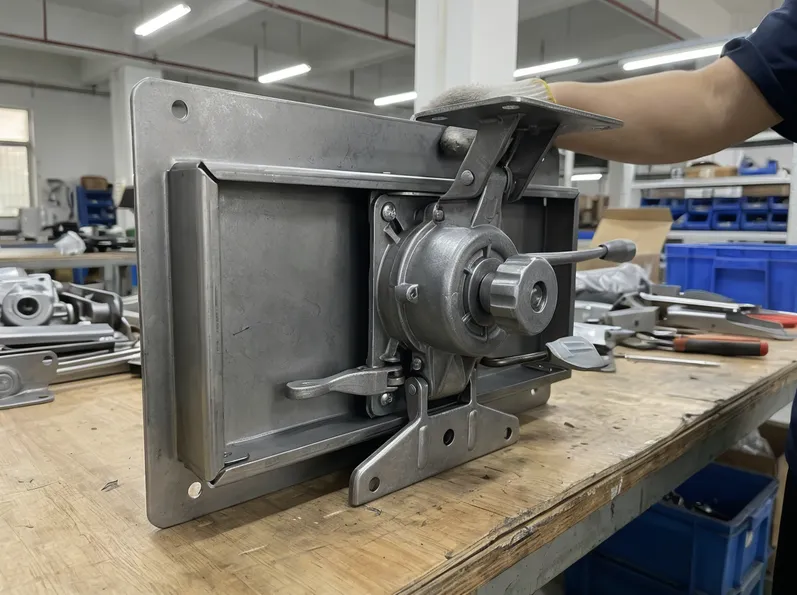 All-metal chair mechanism — cold-rolled steel body with zinc alloy die-cast hardware