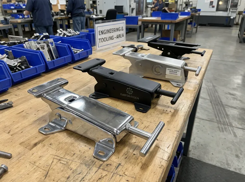 OEM custom metal chair mechanism configurations showing surface finish and branding options