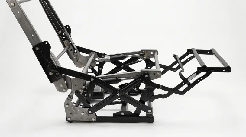 Push back mechanism in hotel room and lounge hospitality furniture