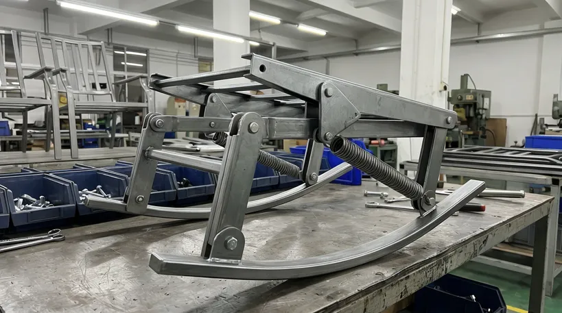 Outdoor porch rocker chair mechanism for garden seating