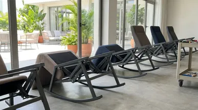 Hospitality hotel lounge rocking chair mechanism for lobby and terrace seating