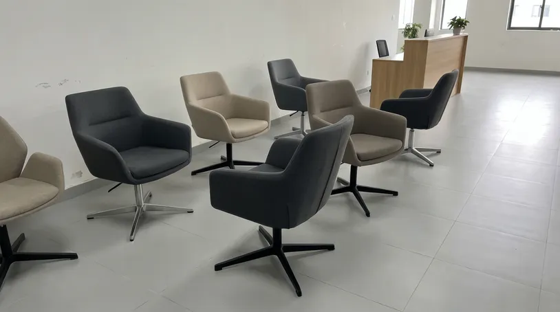 Reception and lobby seating with controlled rotation mechanism