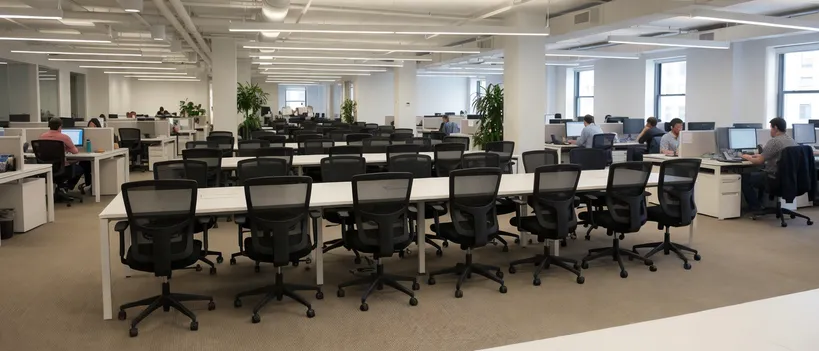 Budget office and task seating — sub-$100 task chairs in an open-plan office