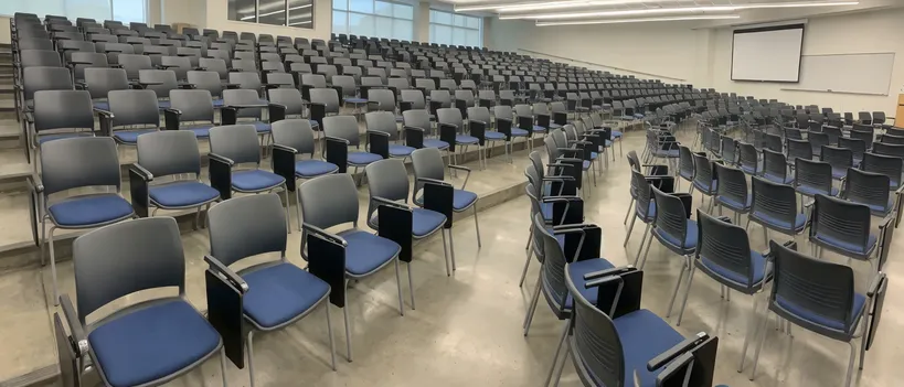 Institutional and education seating — rows of chairs in a university or government facility