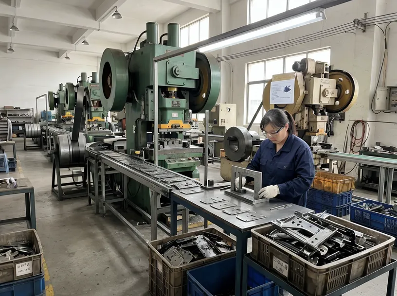 Simple chair mechanism production line — progressive die presses and quality inspection