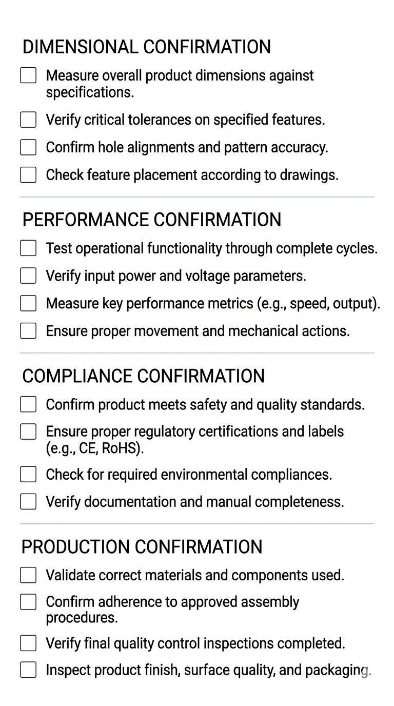 B2B sourcing checklist for furniture hinge mechanism specification covering dimensions, performance, compliance, and production verification