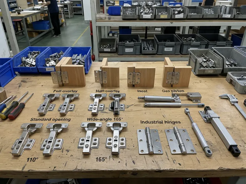 Door mechanism configuration selection — overlay, weight, soft-close, and opening angle