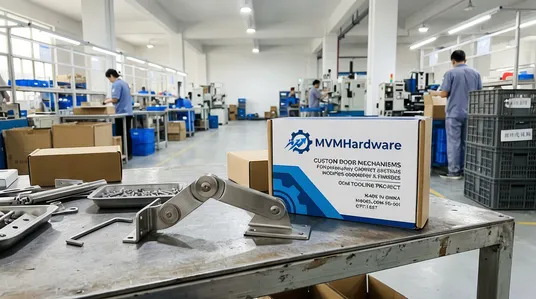 OEM furniture brand custom door mechanism with branded packaging and modified geometry