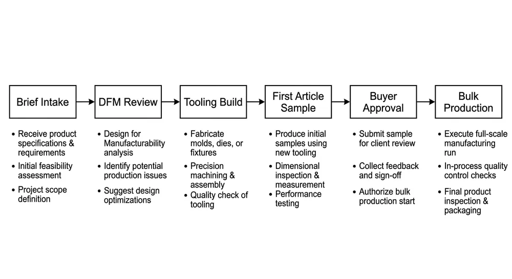 OEM furniture motion mechanism production workflow from brief to bulk shipment