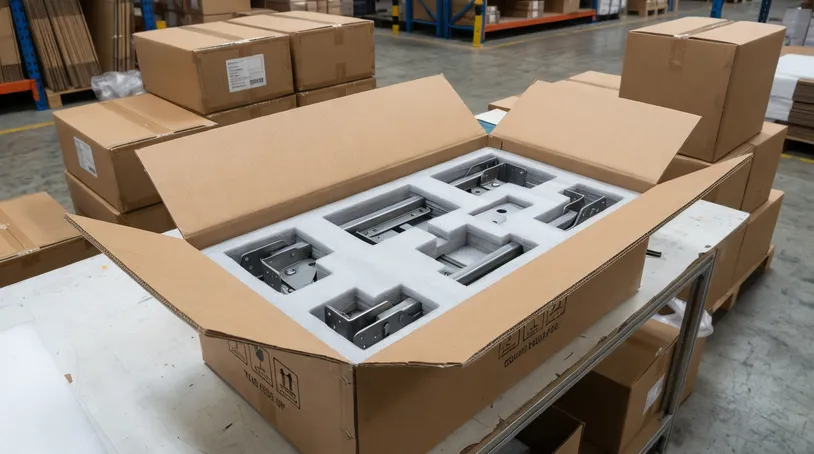 Folding mechanism export packaging with EPE foam inserts for FBA and e-commerce fulfillment