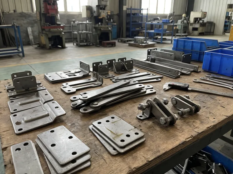Metal furniture mechanism structural components — stamped steel plates, linkage arms, and pivot assemblies