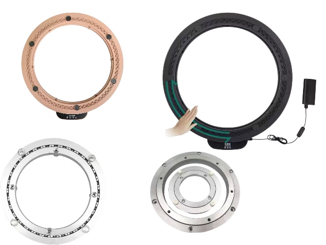 Rotating furniture mechanism — swivel base and lazy-susan bearing assembly