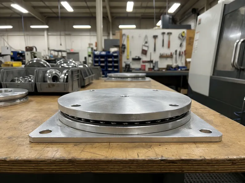 Rotating furniture mechanism — swivel base and lazy-susan bearing assembly