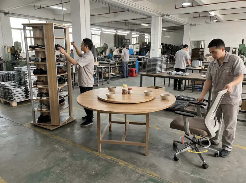 Rotating furniture mechanism applications — swivel base, lazy-susan, rotating storage tower