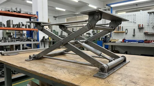 Dining-to-desk conversion linkage two-axis mechanism