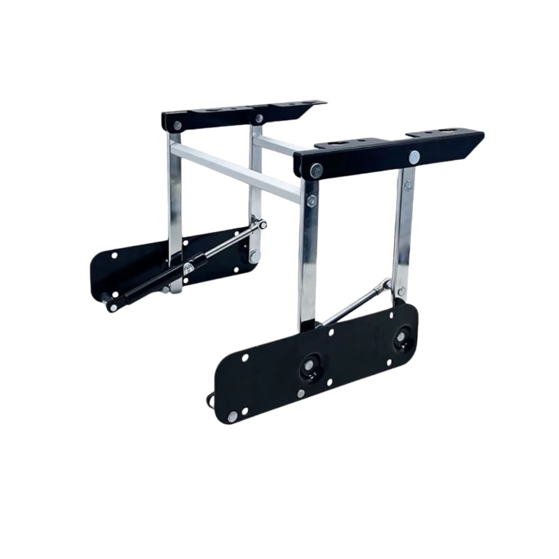 Lift-top table hardware mechanism spring-assisted