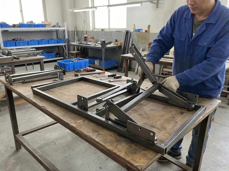 Transformable furniture mechanism — sofa-to-bed conversion frame hardware