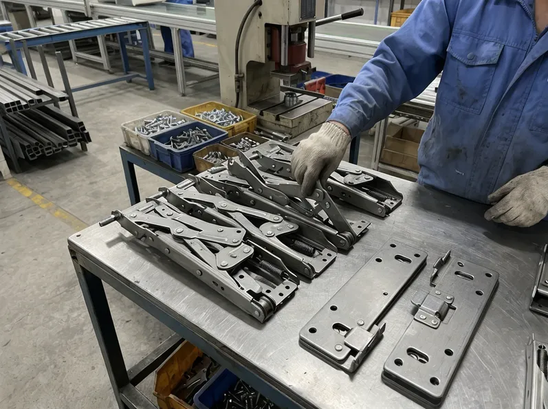 Couch mechanism hardware — modular sectional brackets and reclining linkages