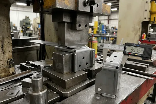 Couch mechanism stamping detail showing ±0.15mm tolerance on structural bracket