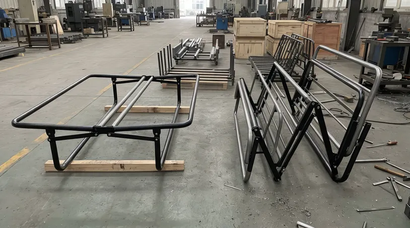 Sleeper sofa mechanism bifold and trifold configurations