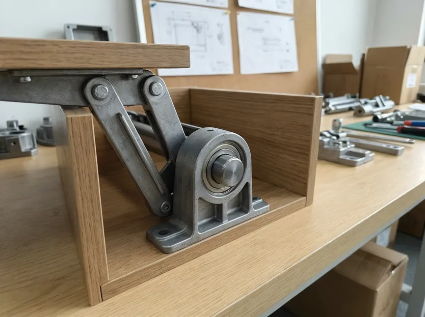 Flip-top coffee table mechanism pivot assembly with 16mm pin and die-cast zinc housing