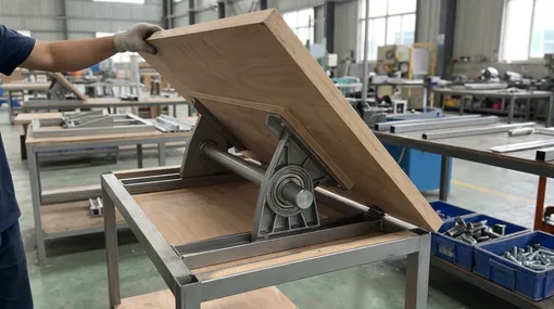 Flip-top pivot mechanism showing 180-degree rotation on central pivot