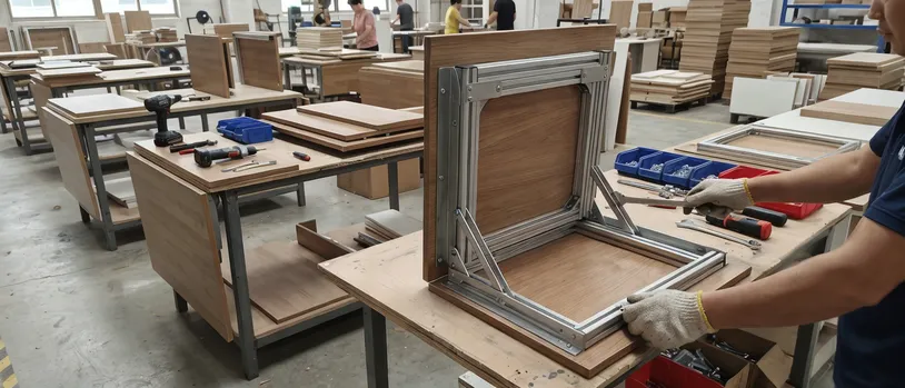 Flip-top and fold-flat mechanism for home office compact living furniture