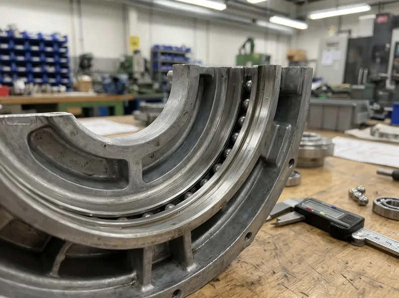 Rotating table mechanism bearing race and housing detail — precision die-cast zinc alloy